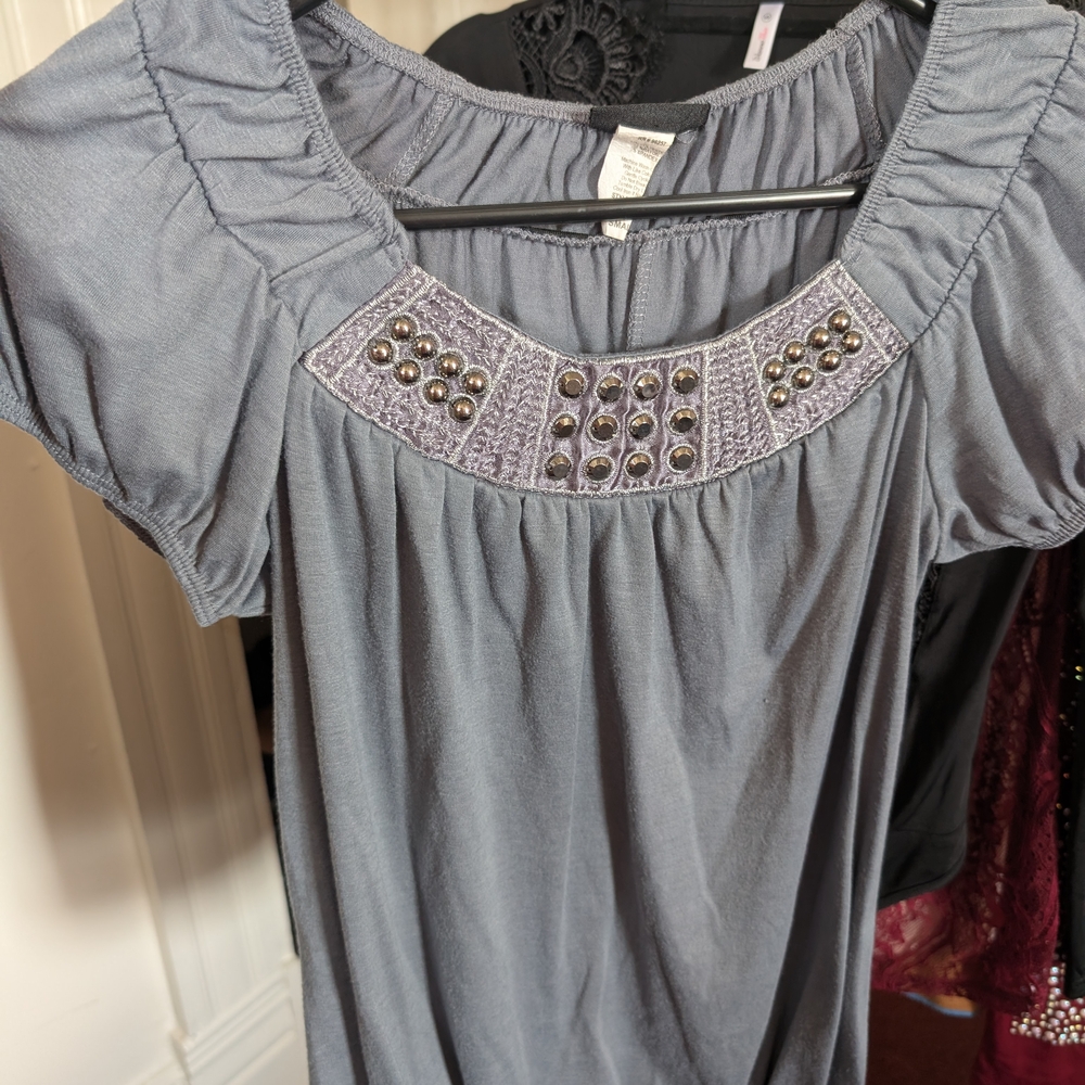 Gray Embellished Women's Top